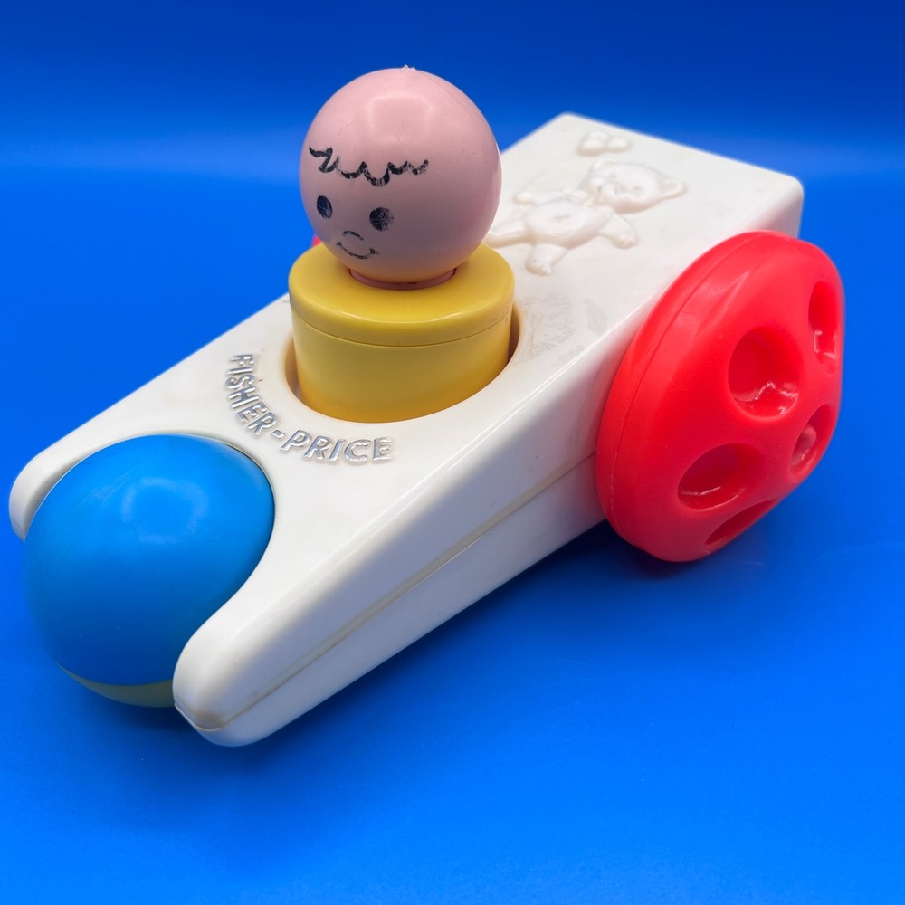 Vintage Fisher-Price Click n Clatter 417 Push Toy Car 1975 Made in USA Nursery